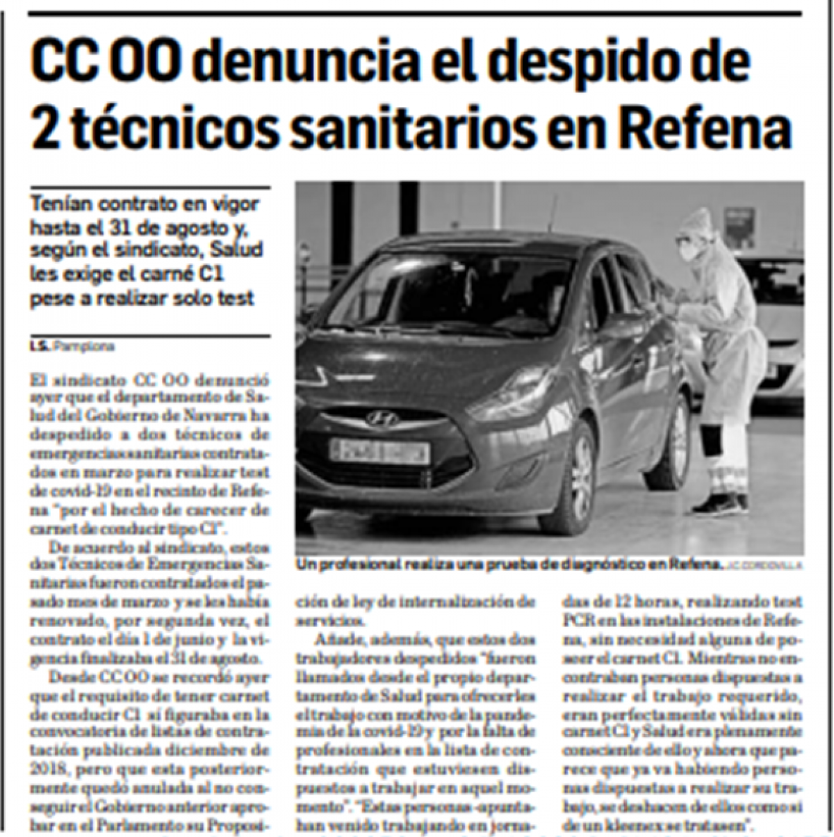 Noticia en Diario de Navarra, 10 de junio de 2020