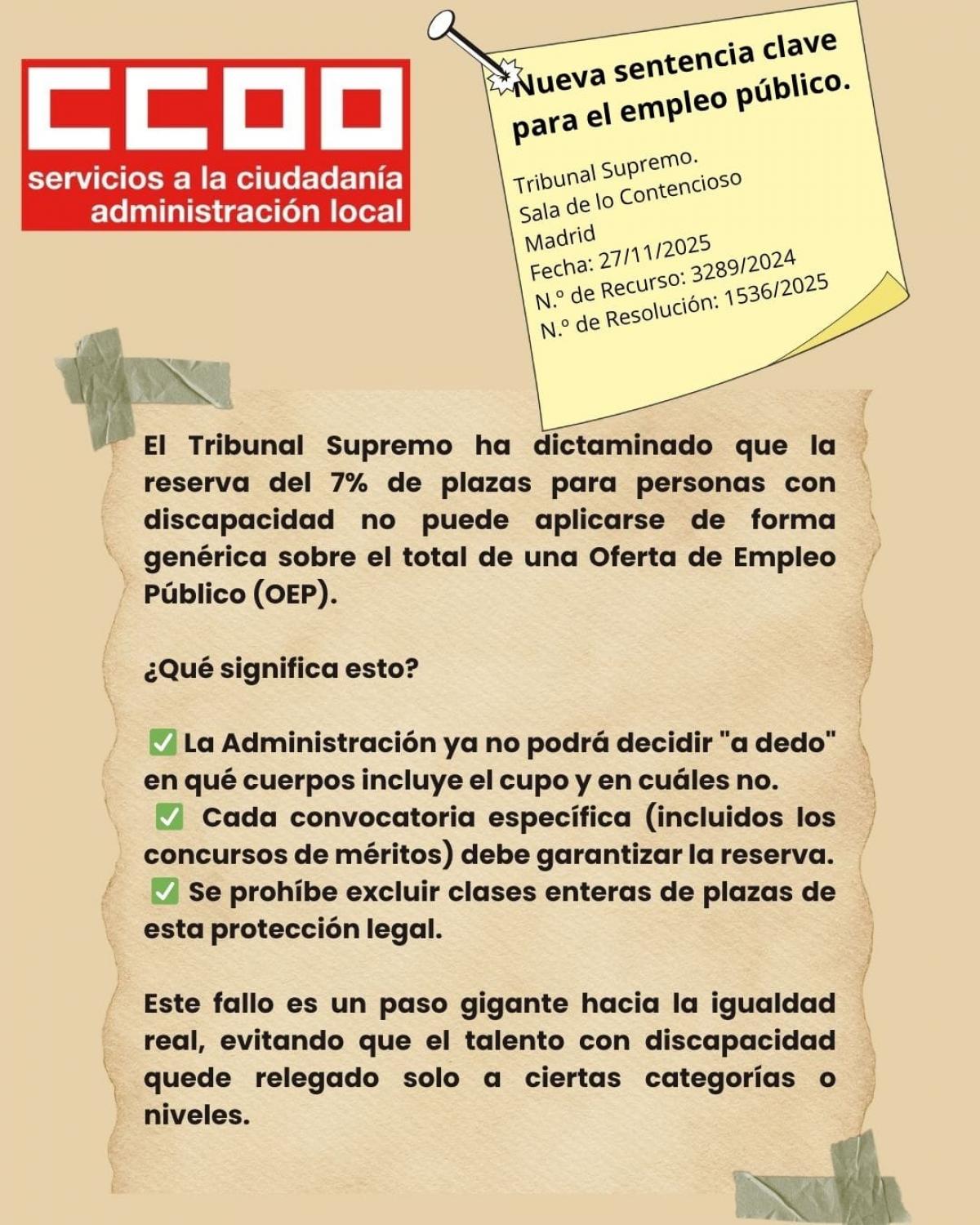 Sentencia TS cupo discapacidad empleo público