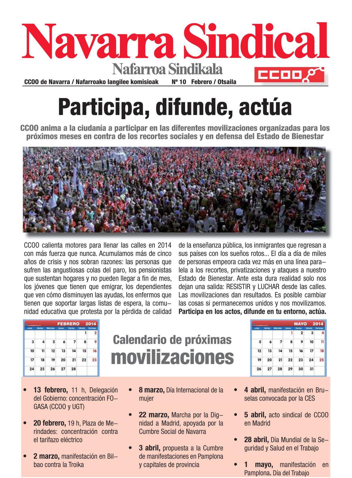 Participa, difunde, acta. Calendario de movilizaciones