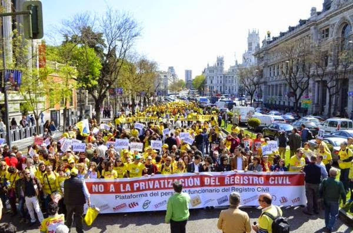 Movililzaciones contra la privatización del Registro Civil