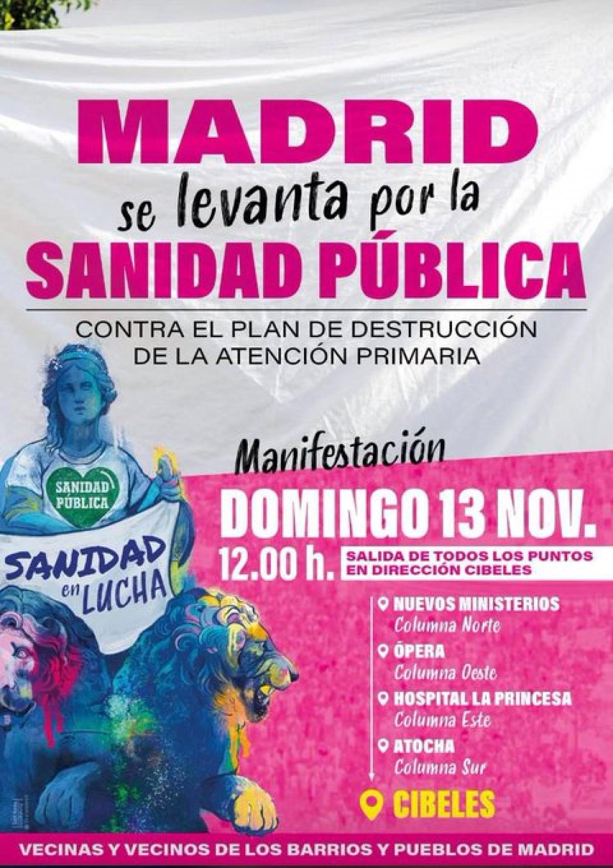 CCOO de Madrid apoya la manifestación convocada el próximo domingo en defensa de la sanidad pública