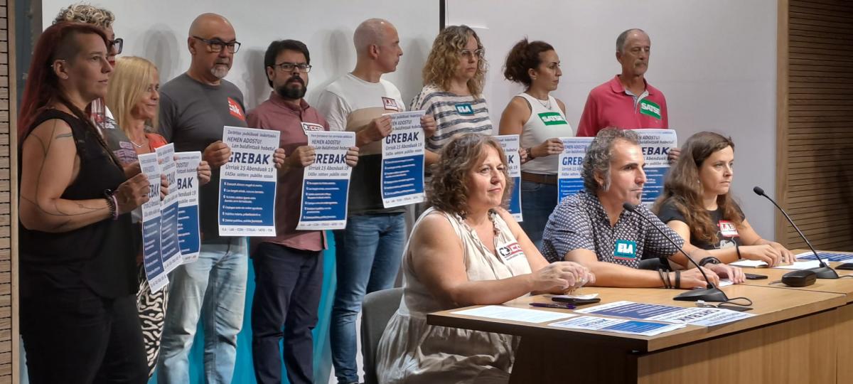Rueda de prensa de la convocatoria de huelga en el sector público.