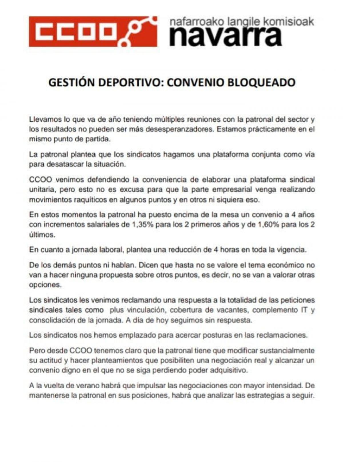 Convenio bloqueado
