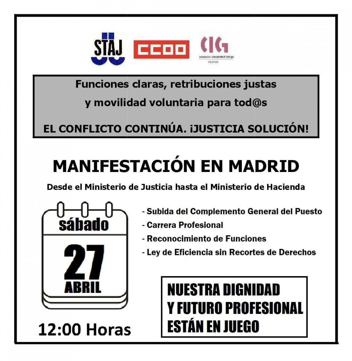 Cartel manifestación 27 abril 2024