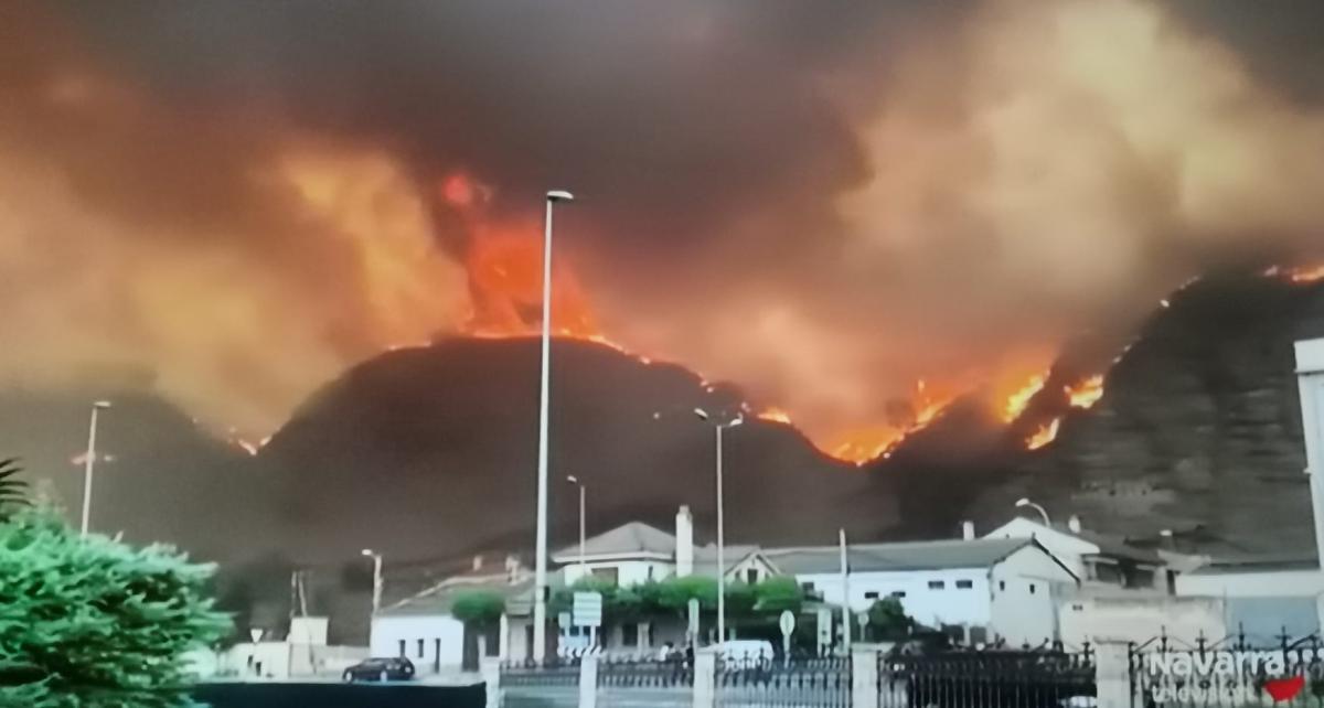 Incendio en Arguedas (Navarra). Imagen de Navarra TV.