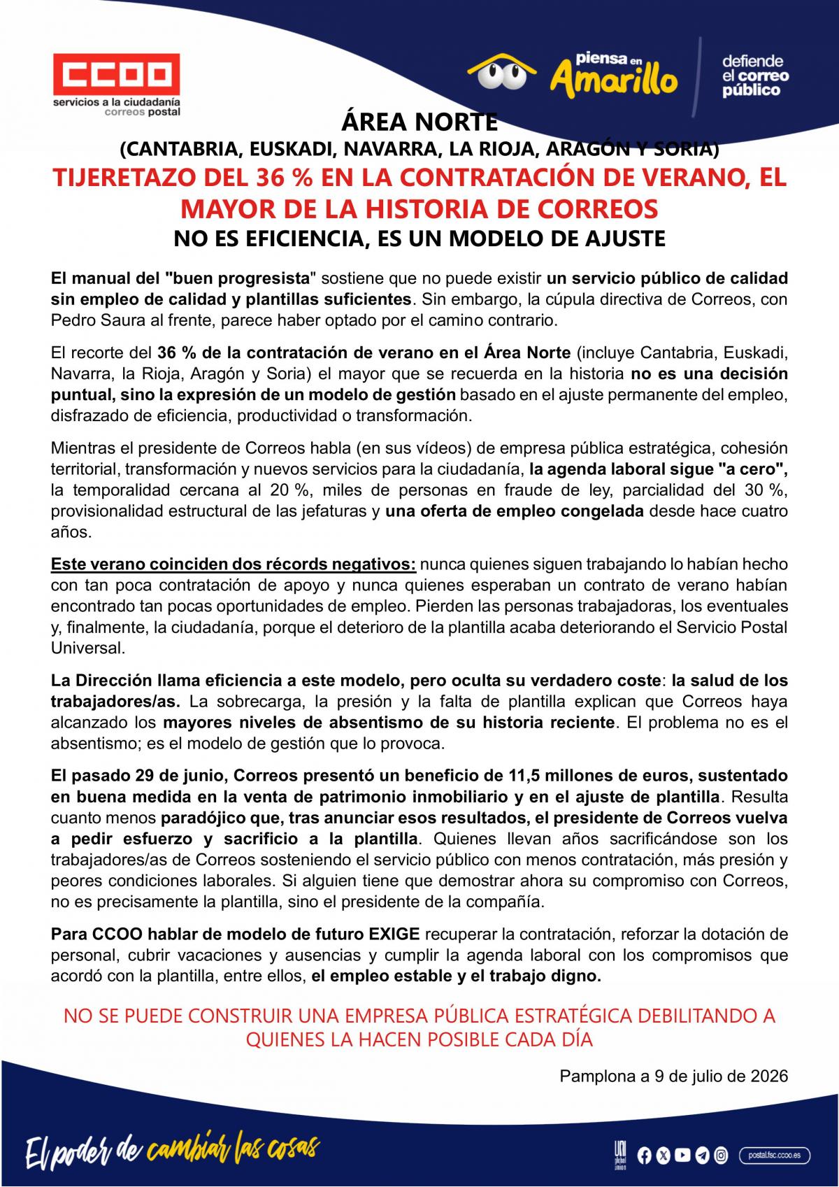 Comunicado Área Norte