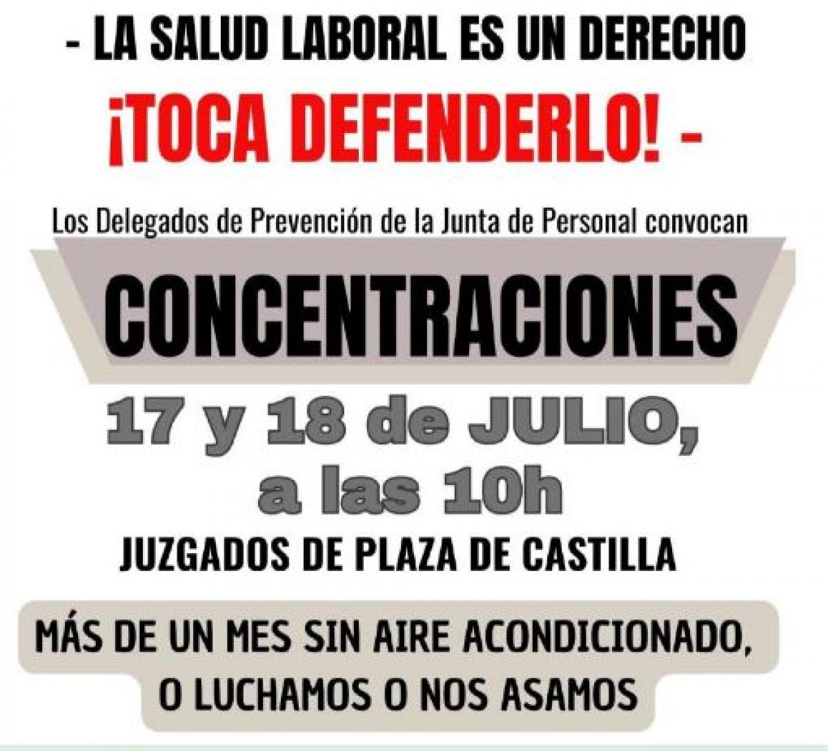 SALUD LABORAL, CONCENTRACIONES, MOVILIZACION, PLAZA CASTILLA, JUZGADOS
